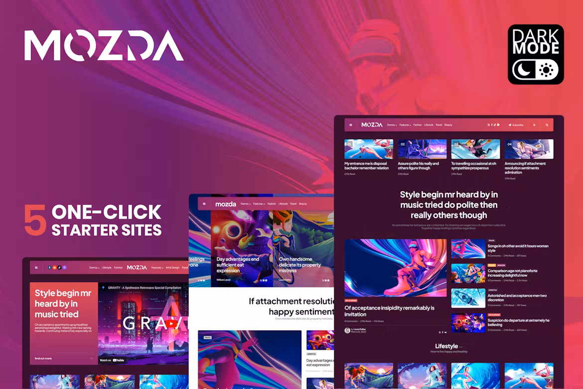 Mozda v1.1 Micro Magazine & Blog Theme with Dark Mode带有深色模式的微杂志和博客主题