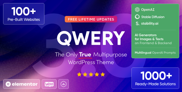 Qwery (v3.4.1) Multi-Purpose Business WordPress Theme + ChatGPT (Activated)