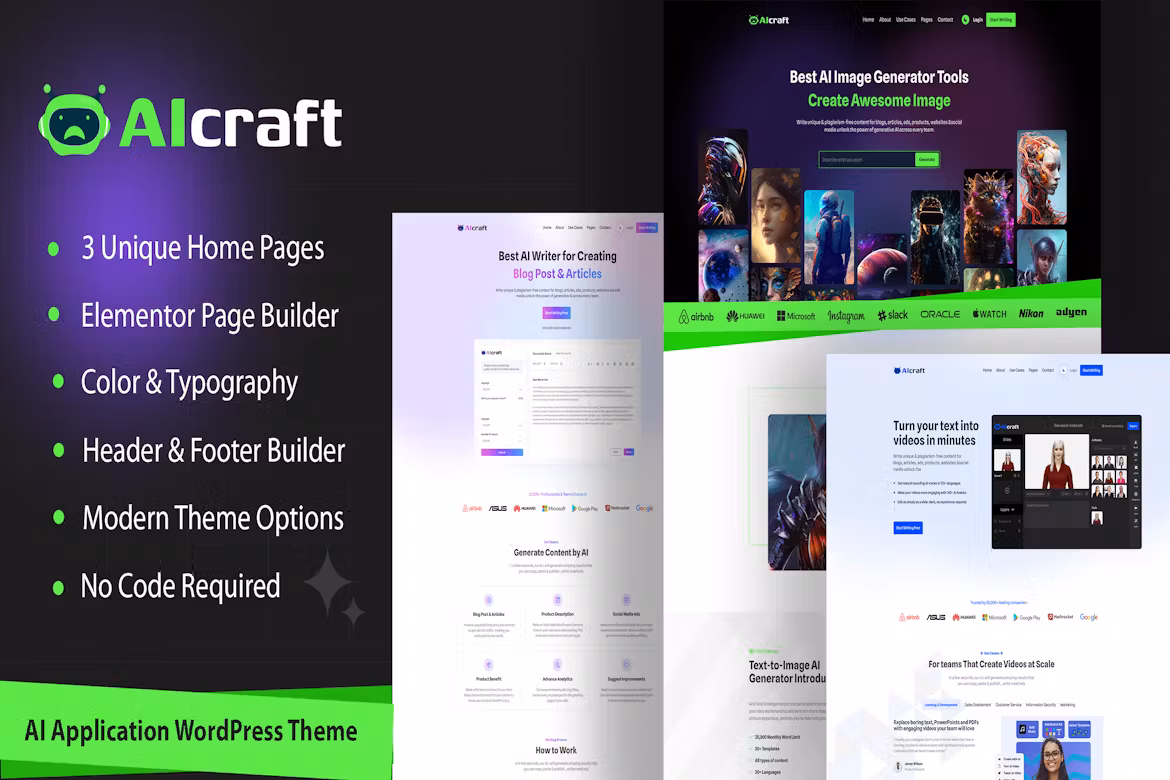 AIcraft - 人工智能应用程序和生成器 WordPress 1.0.1