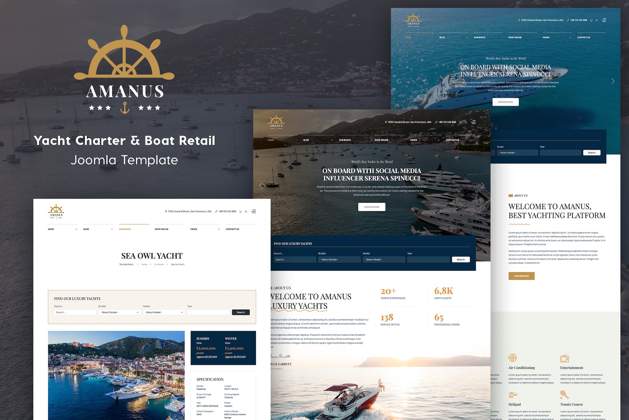 Amanus |游艇租赁 Joomla 模板