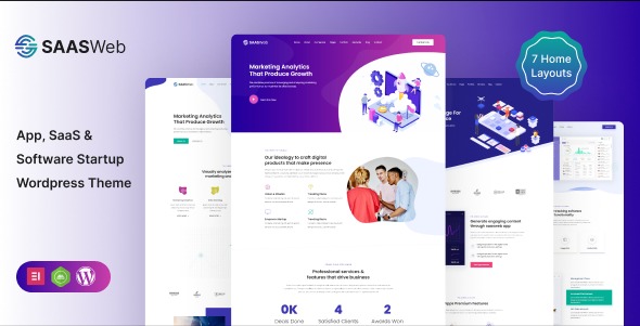 Saasweb - 适用于应用程序和 Saas 产品的 WordPress 主题 2.9