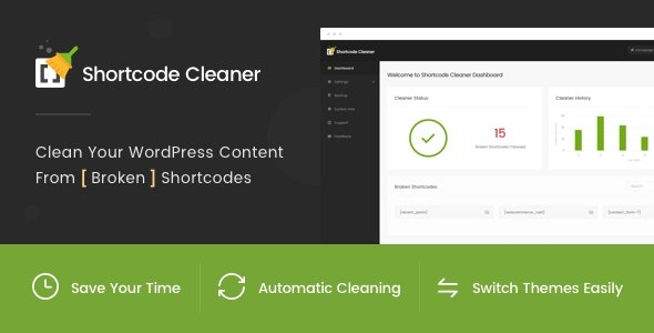 短代码清理器 - 清理 WORDPRESS 内容中的损坏短代码 1.1.6