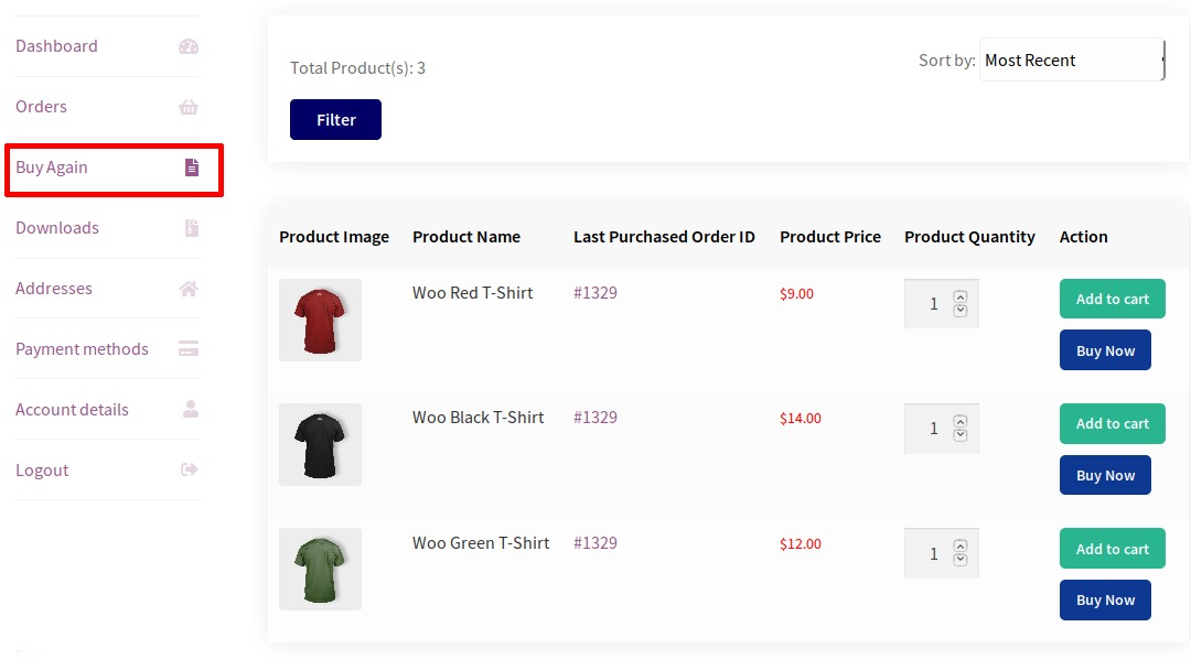 Buy Again for WooCommerce v5.0.0
