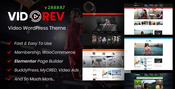 VidoRev (v2.9.9.9.9.9.5) Video WordPress Theme (Activated)