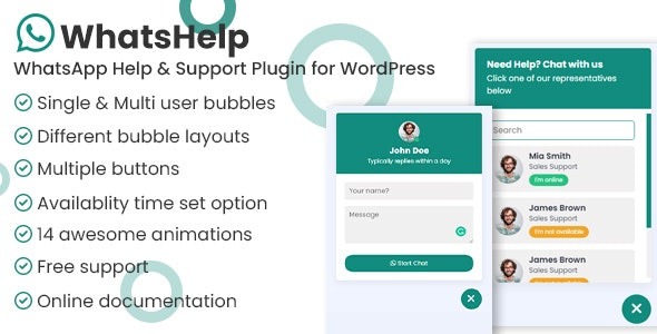WhatsApp Chat Support Pro WordPress Plugin 3.0.10