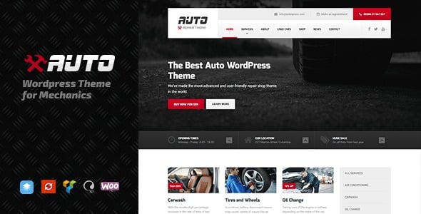 Auto 2.0.0 - 适用于机械师、汽车经销商和维修店的 WordPress 主题