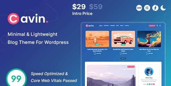 Cavin (v1.4.2) Minimal & Lightweight WordPress Blog Theme