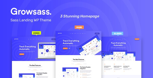 Growsass - 软件登陆页面 WordPress 主题 1.0.6