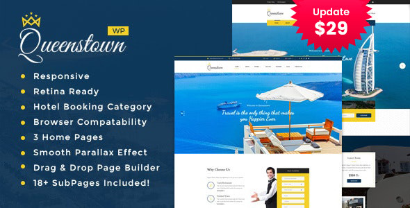 QueensTown - 度假村和酒店 WordPress 主题 1.3