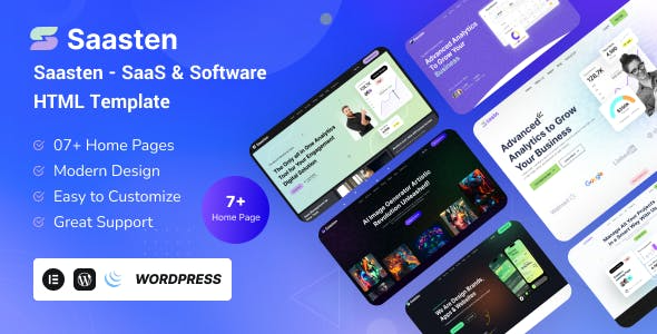 Saasten - SaaS 和软件登陆 WordPress 主题 1.0