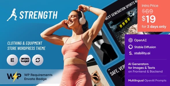 Strength - 体育用品商店和设备商店 WordPress 主题 1.0