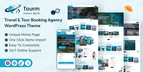 Tourm – 旅行和旅游预订机构 WordPess 主题 1.0.0