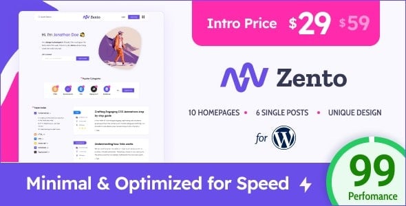 Zento (v1.4.5) Modern & Lightweight Blog for WordPress