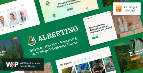 Albertino v2.15 Science Laboratory Research & Technology WordPress Theme
