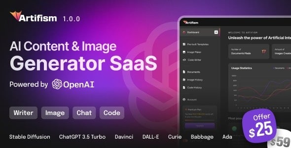 Artifism (v3.2.0) AI Content & Image Generator SaaS [Activated]