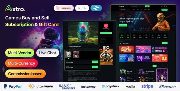 Axtro v2.1.0 Games Buy and Sell, Subscription & Gift Card Laravel Script