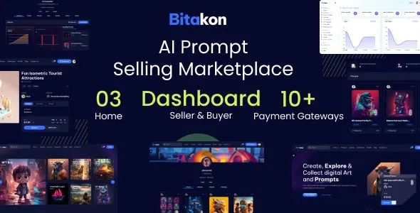 v1.0.9 Bitakon AI Prompt Buy Selling Marketplace (Multi Seller)
