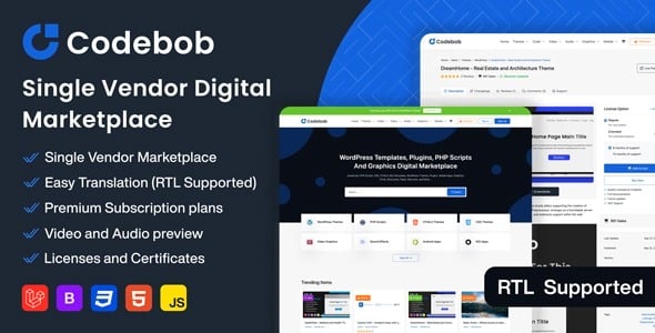 Codebob v1.3 Single-Vendor Digital Marketplace [Activated]