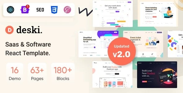Deski - 软件、SaaS 和初创 ReactJs 模板 2.0