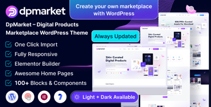 DpMarket – 数字市场多供应商 WooCommerce 主题多用途 1.0.1