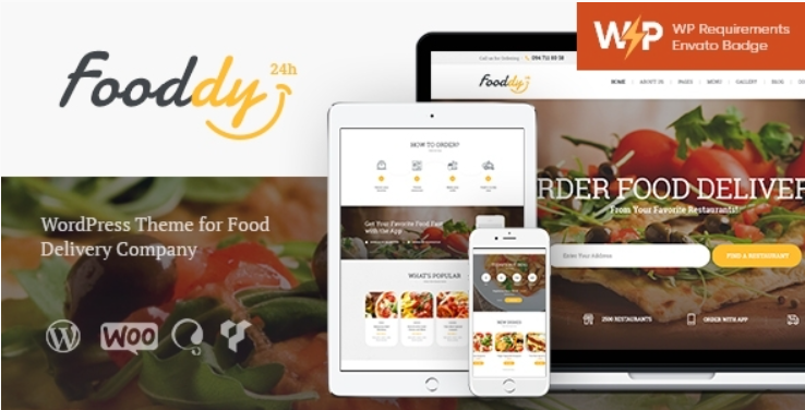 Fooddy 24/7 - 食品订购和配送 WordPress 主题 + Elementor + RTL 1.3.8
