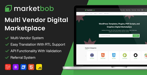 Marketbob (v2.3) Multi-Vendor Digital Marketplace [Activated]