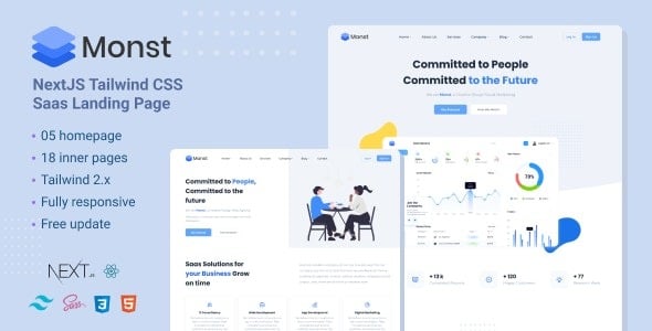 Monst (v5.0) NextJS Tailwind CSS landing page