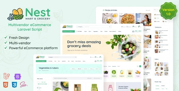 Nest 1.24.3 多供应商有机和杂货 Laravel 电子商务系统