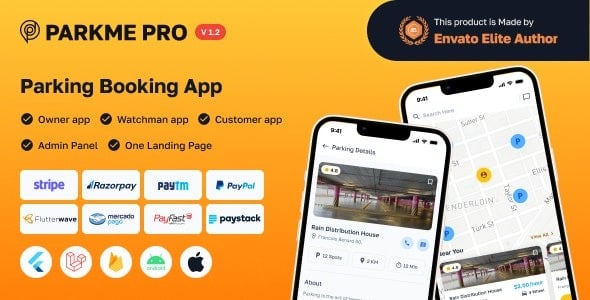 ParkMePRO - 1.5 Flutter 完整的停车场应用程序，带有所有者和 WatchMan 应用程序