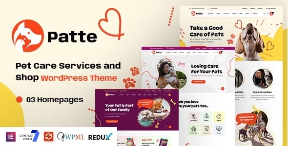 Patte - 宠物护理和宠物店 WordPress 主题 1.0.0