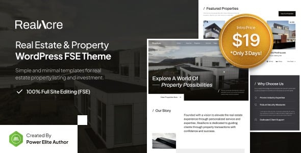 RealAcre v1.0.0 房地产和物业全站编辑 WordPress 主题