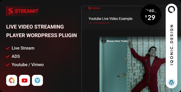 Streamit v1.0.3 Live Video Streaming Player WordPress Plugin