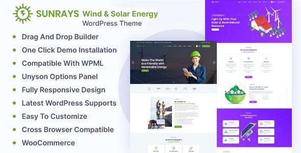 Sunrays (v1.0.7) Solar Fuel , Hydrogen Fuel Cell , Electric Vehicle Startups WordPress Theme