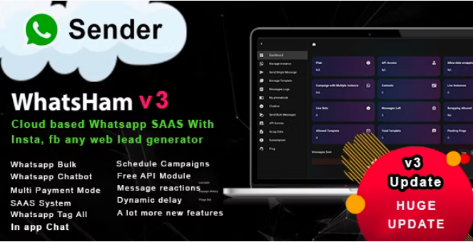 WhatsHam (v5.8) Cloud based WhatsApp SASS System with Lead Generator [Activated]