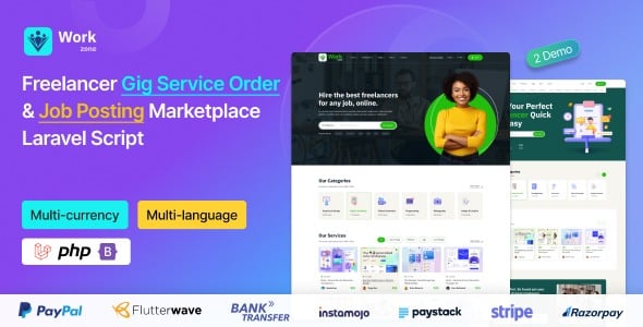 Workzone 3.0.0 自由职业者市场，用于 Gig 服务订单和职位发布 Laravel 脚本