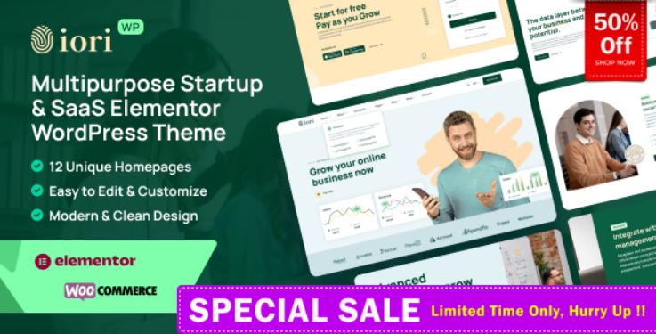 iori 1.0.7 多用途初创企业和 SaaS 软件技术 Elementor WordPress 主题