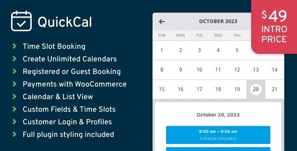QuickCal 1.0.14 WordPress 预约日历