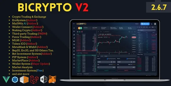 Bicrypto v4.6.1 Crypto Trading Platform, Exchanges, KYC, Charting Library, Wallets, Binary Trading, News