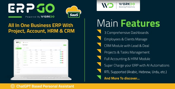 ERPGo SaaS (v7.3) All In One Business ERP With Project, Account, HRM & CRM [Activated]