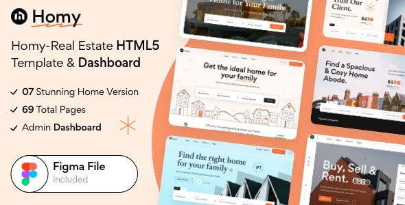 Homy v1.1 Real Estate HTML5 Template & Dashboard + Figma File