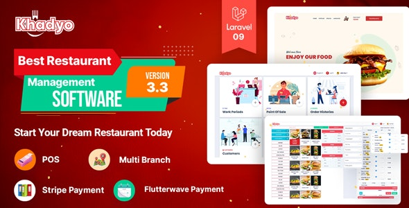 Khadyo Restaurant Software (v4.1.0) Online Food Ordering Website with POS