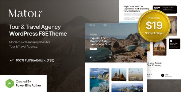 Matour v1.0 Tour & Travel Agency FSE WordPress Theme