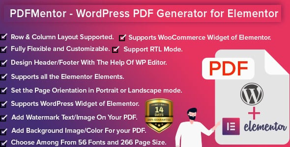 PDFMentor Pro v3.1.0 – WordPress PDF Generator for Elementor