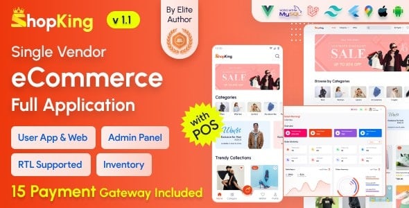 ShopKing v2.0 eCommerce App with Laravel Website & Admin Panel with POS | Inventory Management [Activated]