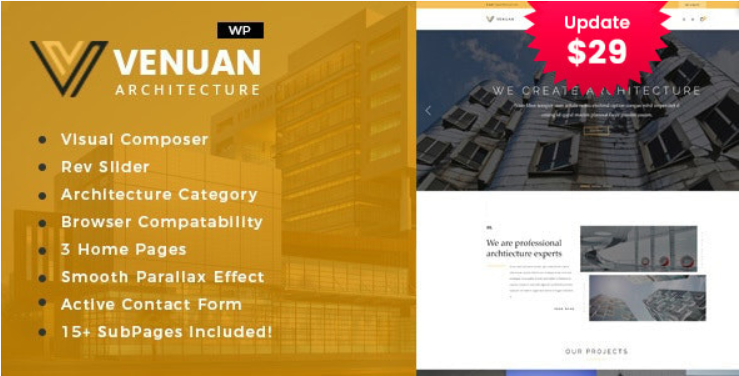 Venuan v1.9 Architecture Design WordPress Theme