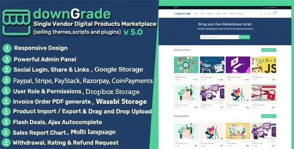 downGrade (v6.6) Single Vendor Digital Products Marketplace