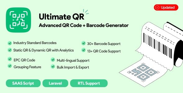 UltimateQR v3.1.0 – Advanced QR Code + Barcode Generator | SAAS | PHP Script [Activated]