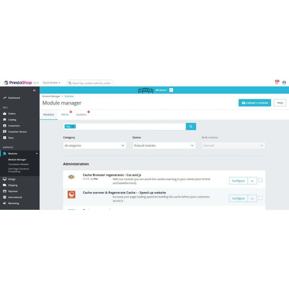 PrestaShop Cache warmer Leverage & Regenerate Cache – Speed up v4.1.9