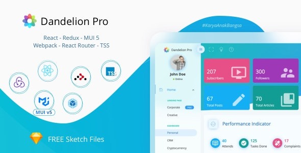 Dandelion Pro (v2.6.1) React Admin Dashboard Template