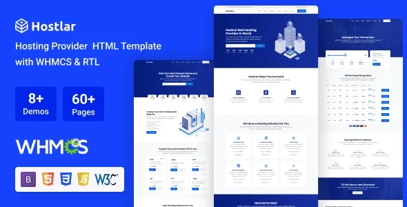 Hostlar v10.9.5 Domain Hosting Provider HTML Template with WHMCS and RTL